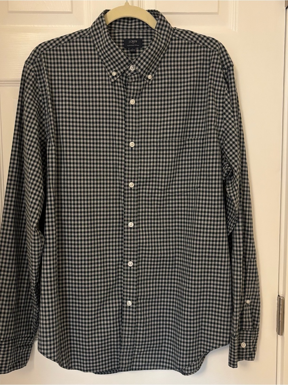 J. Crew Men’s Navy and Gray Gingham Button-Down Shirt